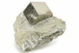 Pristine, Natural Pyrite Cube In Rock - Navajun, Spain #227648-1